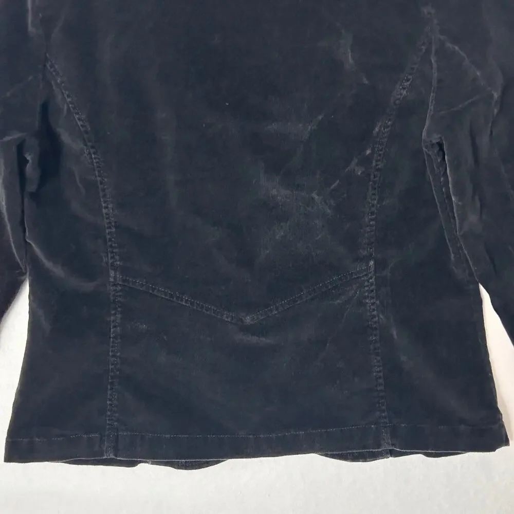 Vintage Y2K Velvet Blazer Women's Cropped WhimsiGoth Office Black Jacket Size M - Picture 9 of 9